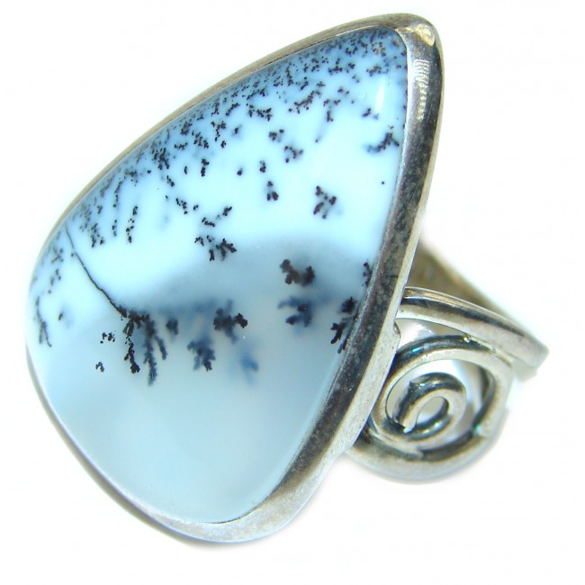 Top Quality Dendritic Agate .925 Sterling Silver handcrafted Ring s. 8 1/4