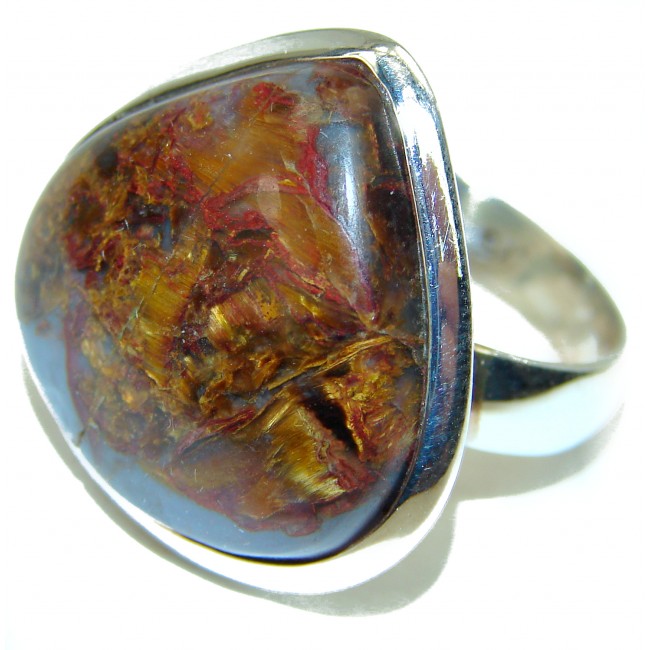 Golden Pietersite .925 Sterling Silver handcrafted Ring size 9
