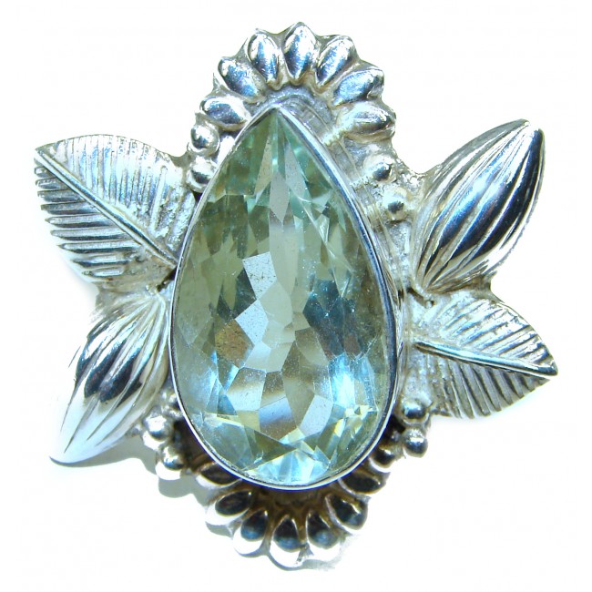 Spectacular Green Amethyst .925 Sterling Silver ring size 8