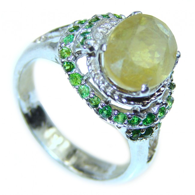 Golden Power Yellow Sapphire .925 Sterling Silver handmade ring s. 8