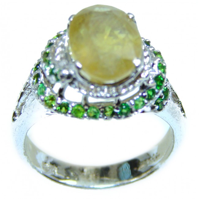 Golden Power Yellow Sapphire .925 Sterling Silver handmade ring s. 8