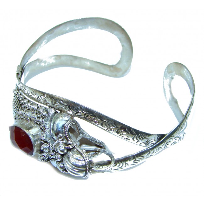 Fashion Dragon Carnelian .925 Sterling Silver Bracelet / Cuff