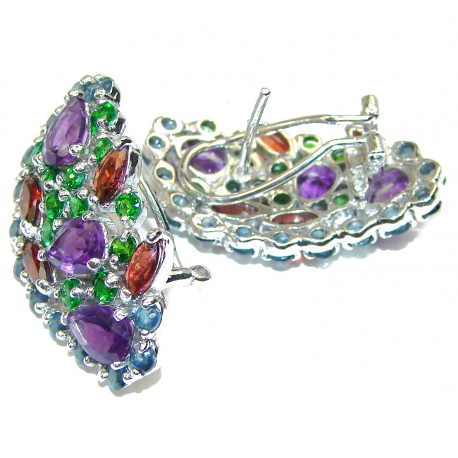 Fiesta Authentic Multigem .925 Sterling Silver brilliantly handcrafted long earrings