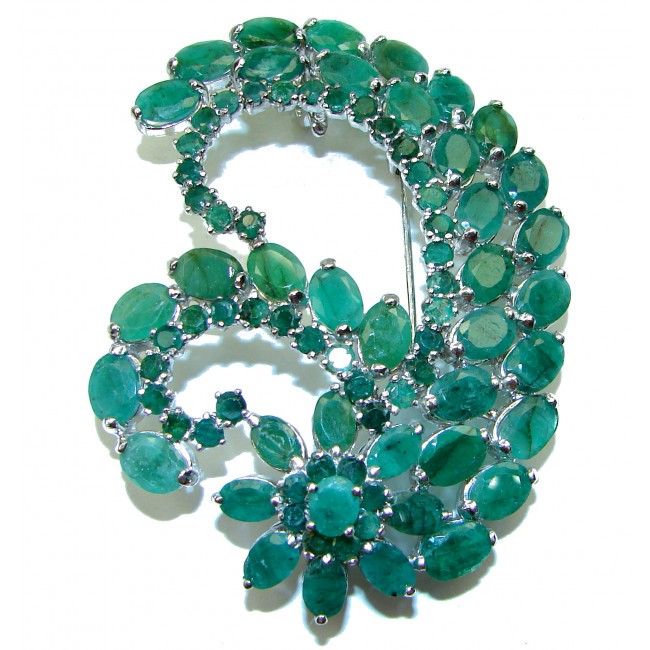 Beauty of Nature Emerald .925 Sterling Silver handcrafted Pendant Brooch