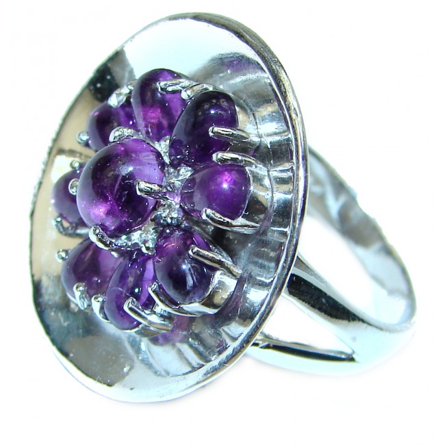 Incredible African Amethyst .925 Sterling Silver handcrafted ring size 8