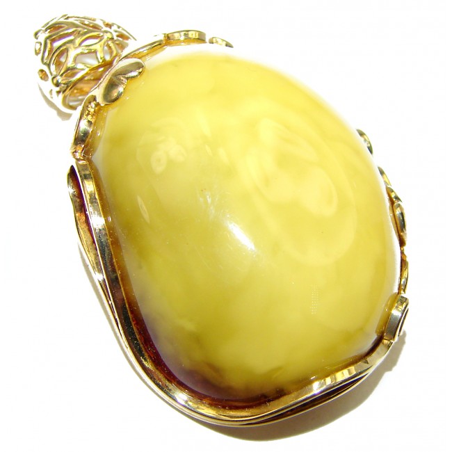 Genuine Butterscotch Baltic Amber 14K Gold over .925 Sterling Silver handmade pendant
