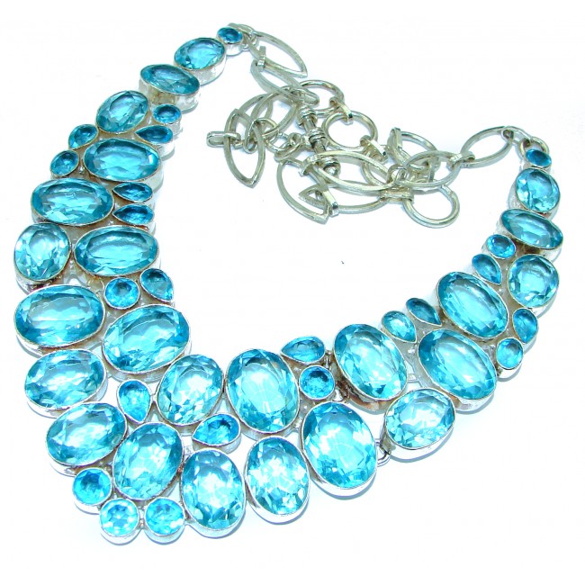 Endless Ocean Blue Topaz .925 Sterling Silver handmade necklace