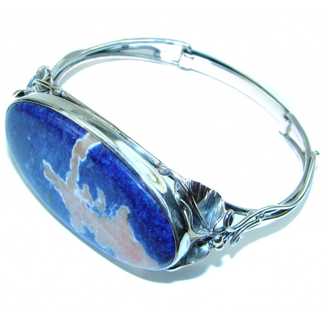 Huge Blue Marvel genuine Sodalite handcrafted .925 Sterling Silver Bracelet