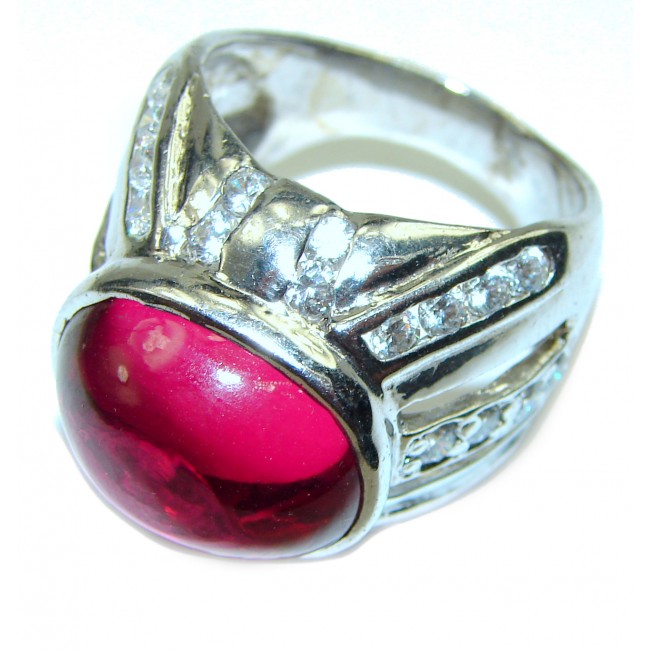 BEST quality 15.8 carat unique Ruby .925 Sterling Silver handcrafted Ring size 8
