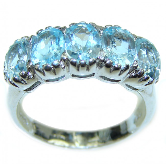 Swiss Blue Topaz .925 Sterling Silver handmade Ring size 8 3/4