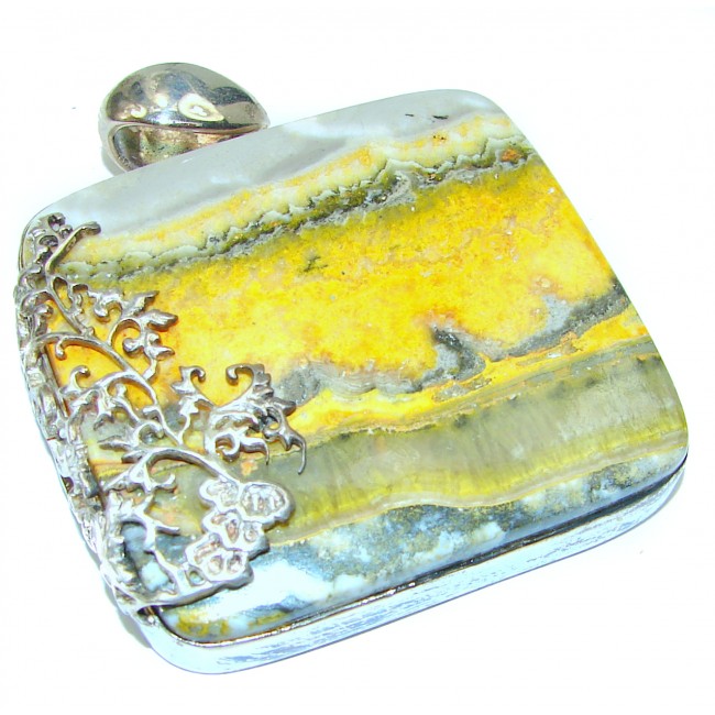 Vivid Beauty Yellow Bumble Bee .925 Jasper Sterling Silver pendant