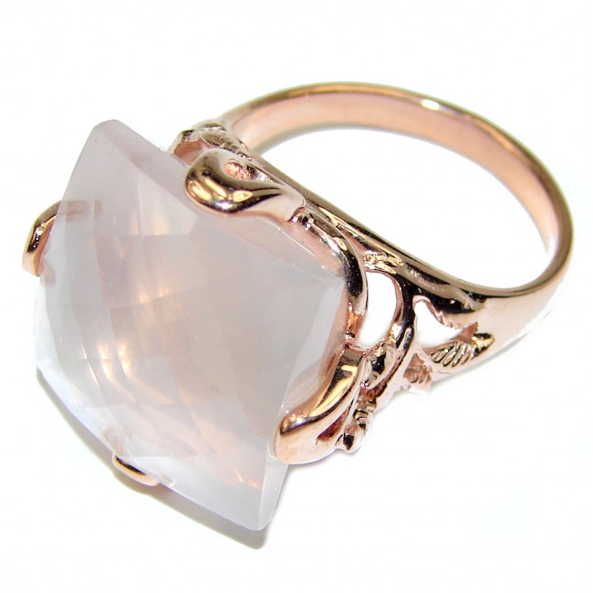 Princess Cut 35ctw Rose Quartz Rose Gold over .925 Sterling Silver brilliantly handcrafted ring s. 6 3/4