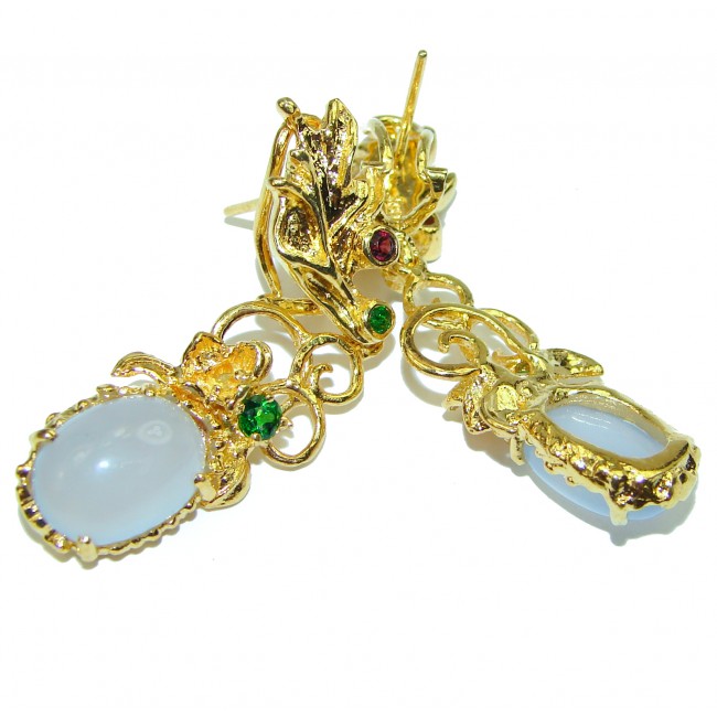 Aquamarine 14K Gold over .925 Sterling Silver handmade earrings
