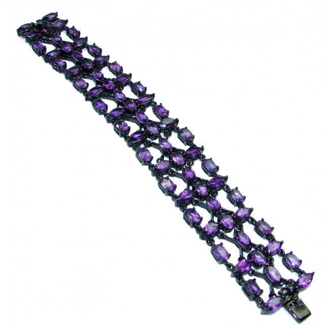 DIVINE PASSION authentic Amethyst black rhodium over .925 Sterling Silver handcrafted Bracelet