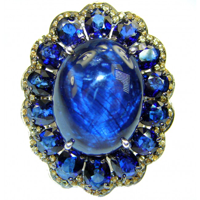 Casablanca Sky by Night Genuine 19.8 carat Star Sapphire .925 Sterling Silver handmade Ring size 8