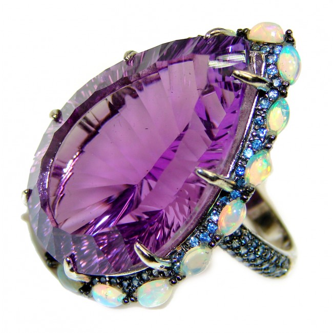 Incredible 18.7carat Amethyst .925 Sterling Silver handcrafted ring size 8