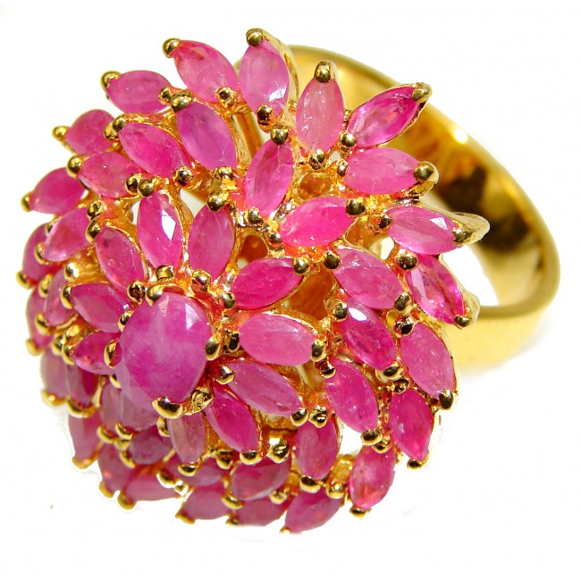 18.8 carat unique Ruby 14K Gold over .925 Sterling Silver handcrafted Ring size 8