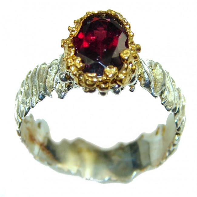 Authentic Garnet 18K Gold over .925 Sterling Silver Ring size 7