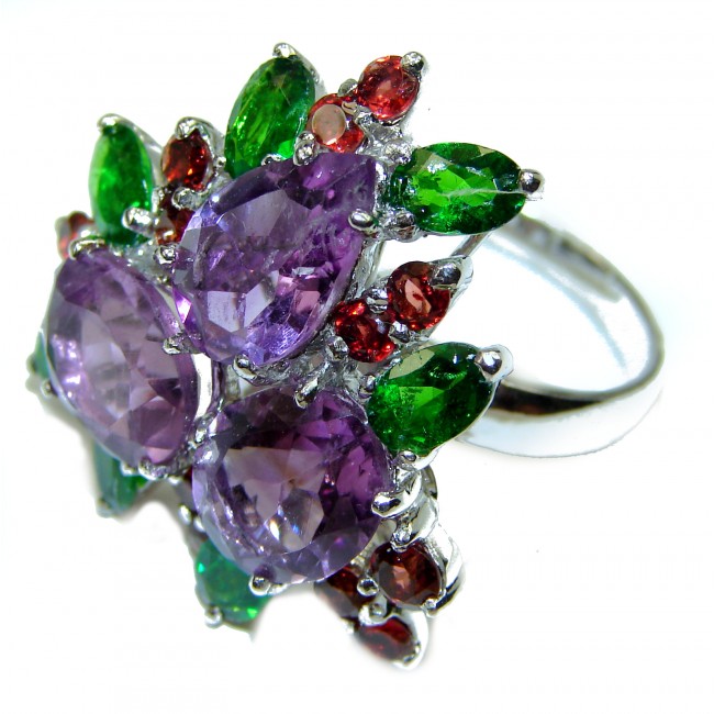 Incredible 17.7carat African Amethyst .925 Sterling Silver handcrafted ring size 9