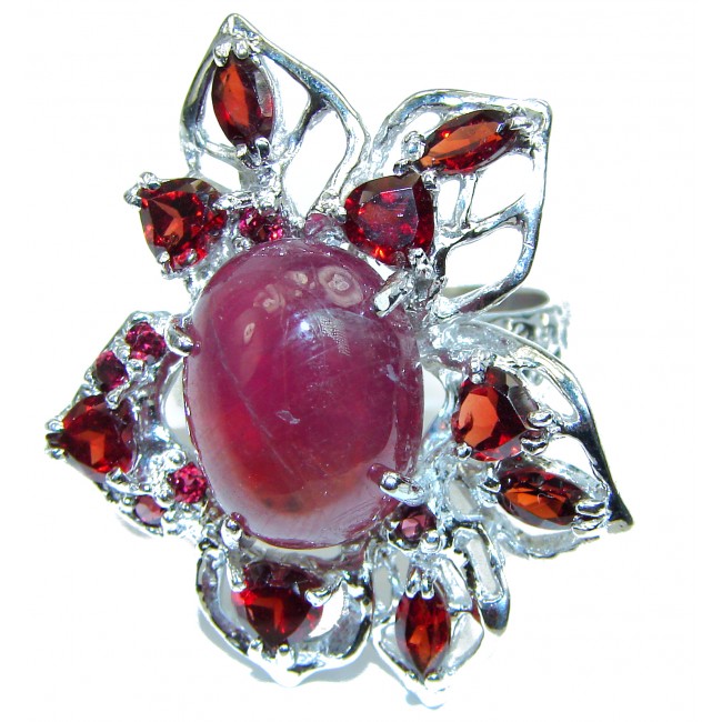 BEST quality 18.8 carat unique Ruby .925 Sterling Silver handcrafted Ring size 9 1/2