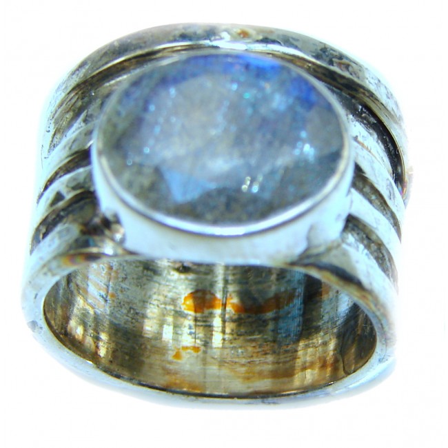 Vintage Design GENUINE Labradorite .925 Sterling Silver handcrafted ring size 7