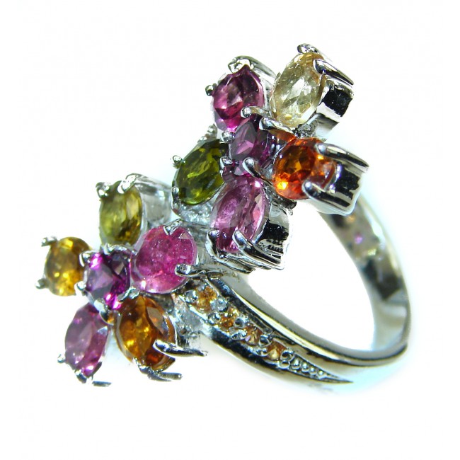 Vintage Style Tourmaline .925 Sterling Silver handmade Cocktail Ring s. 7