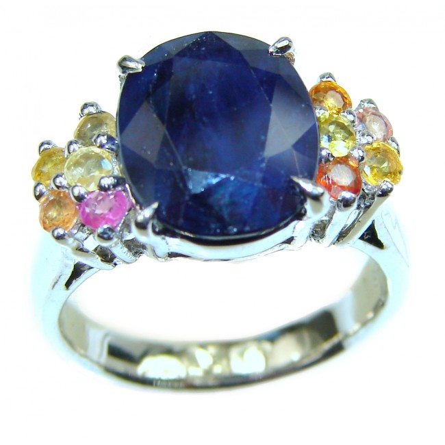 Very Special 23.5 carat faceted Sapphire .925 Sterling Silver handmade ring s. 9