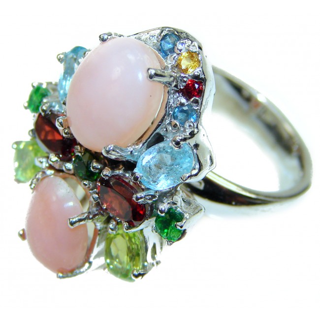 Authentic Pink Opal .925 Sterling Silver handcrafted ring size 7