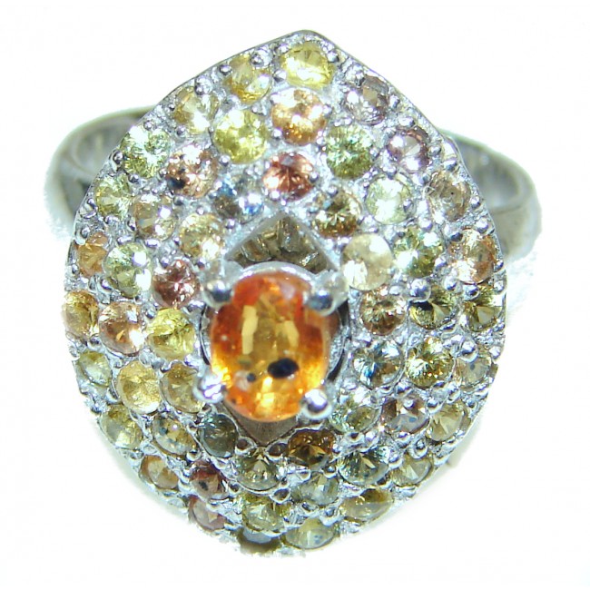 Vintage Style Citrine .925 Sterling Silver handmade Cocktail Ring s. 8