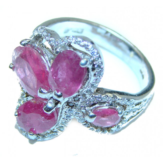 Autehntic Ruby .925 Sterling Silver handcrafted Statement Ring size 8 1/4