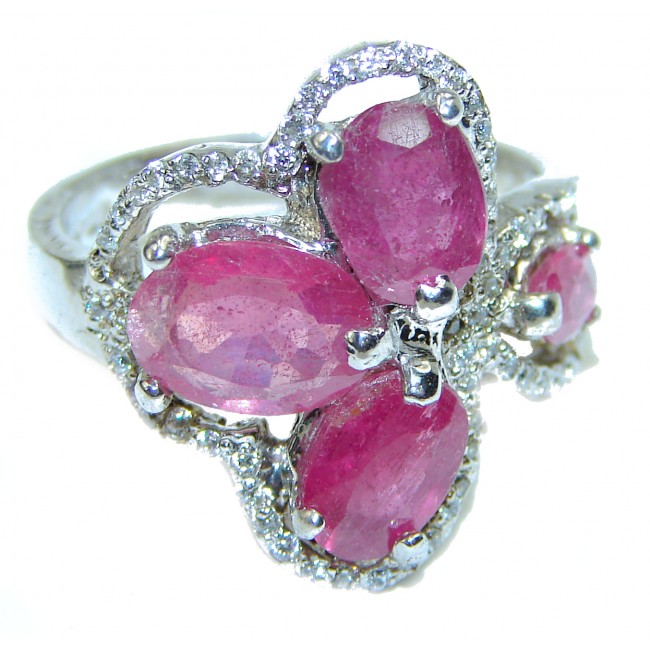 Autehntic Ruby .925 Sterling Silver handcrafted Statement Ring size 8 1/4