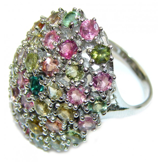 Natural Tourmaline Chrome Diopside .925 Sterling Silver handmade ring s. 8