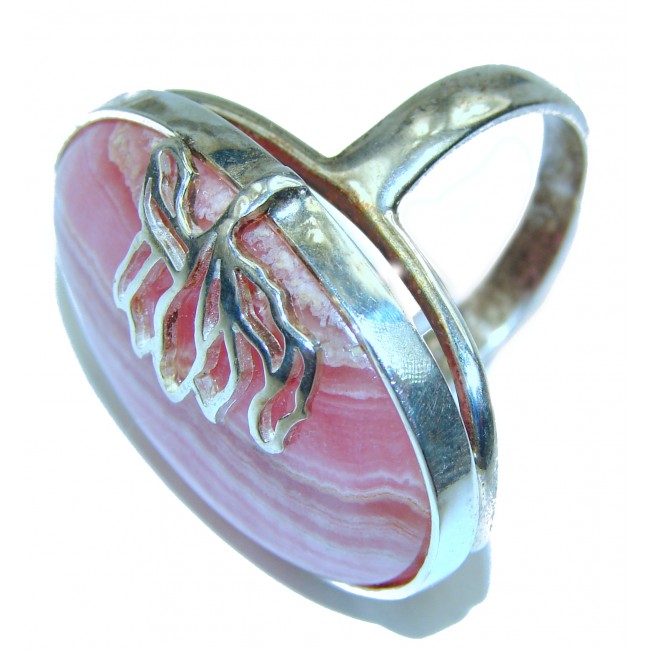 Argentinian Rhodochrosite .925 Sterling Silver handmade ring size 8