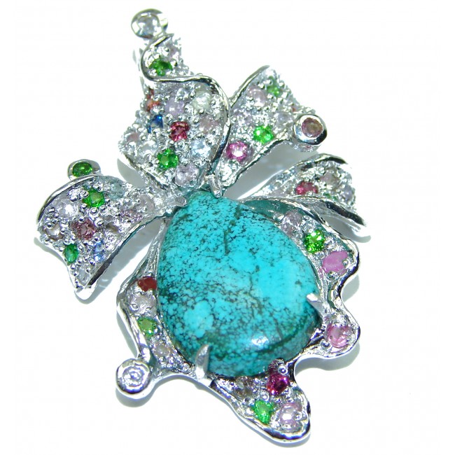 One of a kind Precious Turquoise .925 Sterling Silver handmade pendant