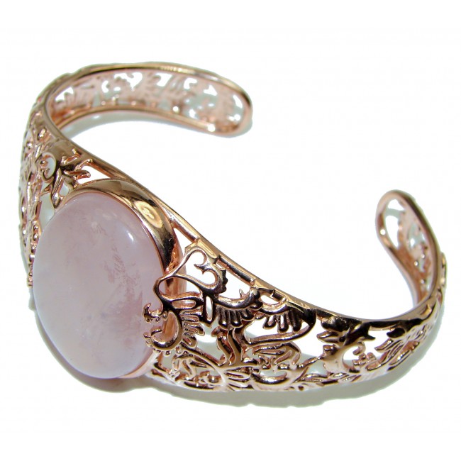 Incredible Genuine 22.2CTW Rose Quartz Rose quartz .925 Sterling Silver handcrafted Bracelet / Cuff