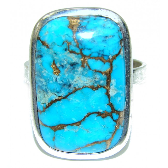 Copper Turquoise .925 Sterling Silver ring; s. 11 1/4