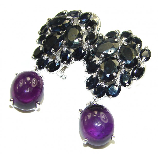Real Beauty Sapphire Amethyst .925 Sterling Silver handcrafted earrings