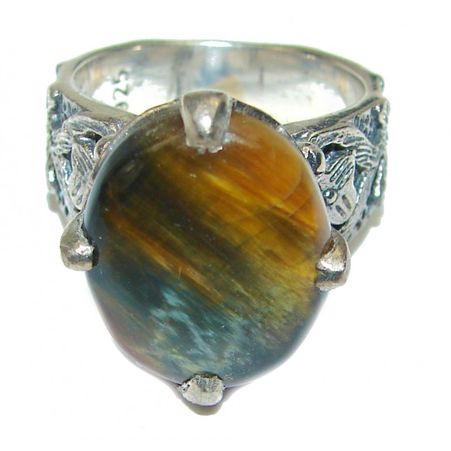 Golden Pietersite .925 Sterling Silver handcrafted Ring size 6 3/4