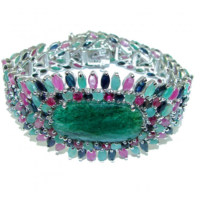 One of the kind authenticc Emerald .925 Sterling Silver handmade Bracelet