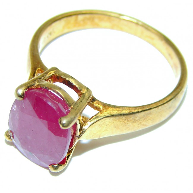 Great quality unique Ruby 14K Gold over .925 Sterling Silver handcrafted Ring size 6 1/2