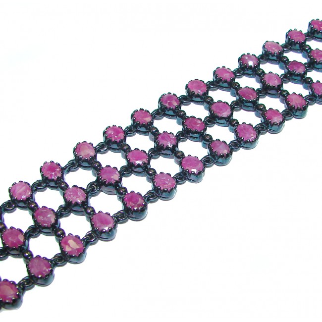Luxurious Style Authentic Ruby black rhodium over .925 Sterling Silver handmade Bracelet