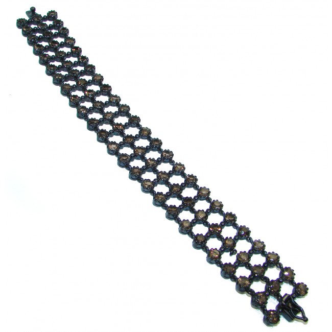 Luxurious Style Authentic Smoky Topaz black rhodium over .925 Sterling Silver handmade Bracelet