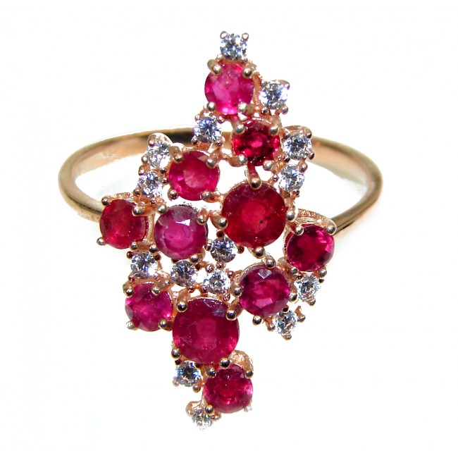 BEST quality unique Ruby Rose Gold over .925 Sterling Silver handcrafted Ring size 9