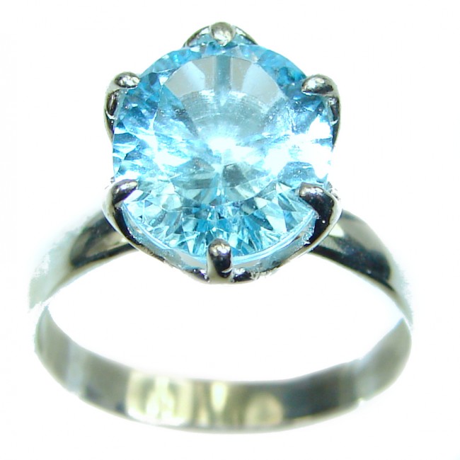 Truly Spectacular Swiss Blue Topaz .925 Sterling Silver handmade Ring size 6