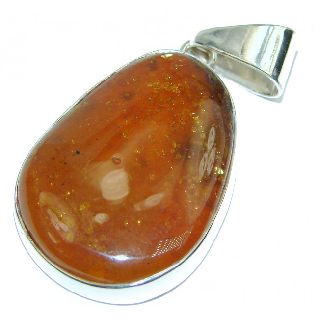 Genuine Honey Baltic Amber .925 Sterling Silver handmade pendant