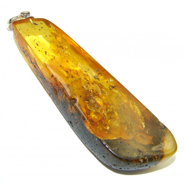 HUGE Genuine Baltic Amber .925 Sterling Silver handmade pendant