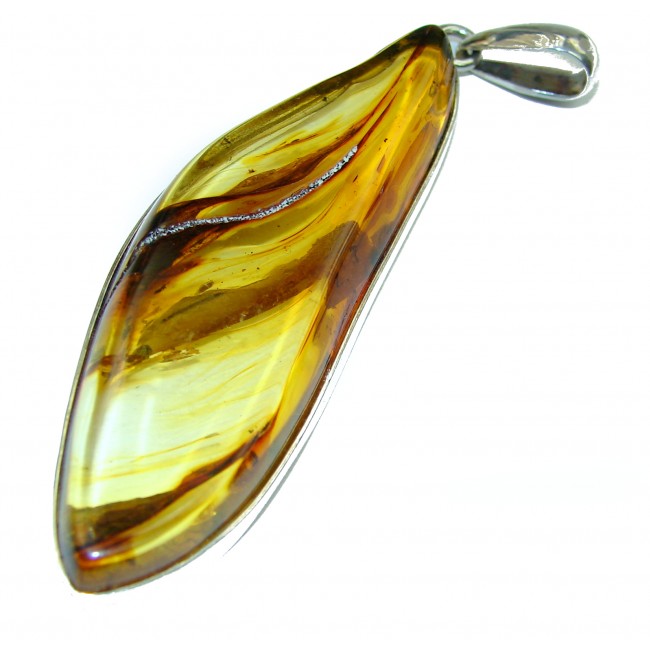 Saharan Wind Genuine Baltic Amber .925 Sterling Silver handmade pendant