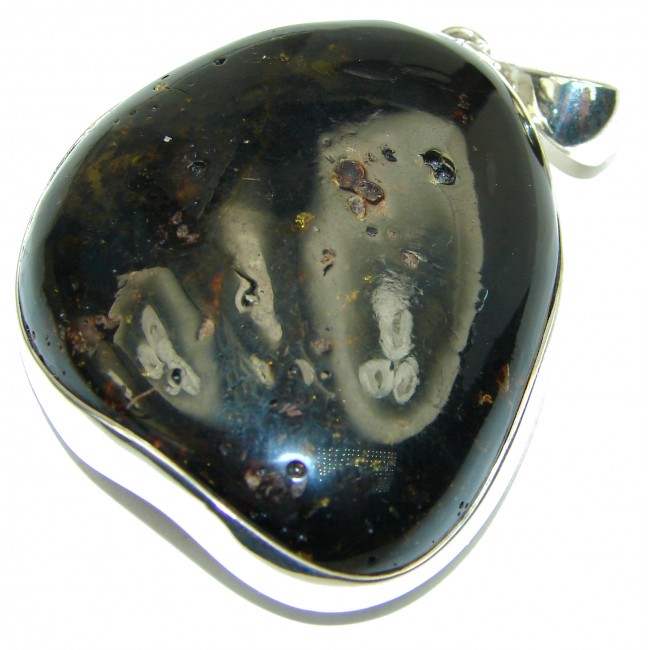 Timeless Treasure Genuine Dark Baltic Amber .925 Sterling Silver handmade pendant