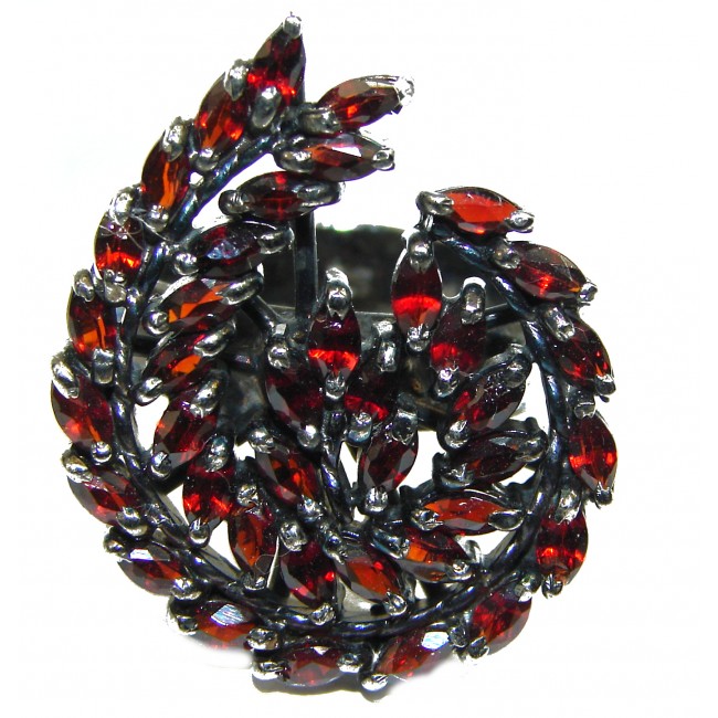 Scarlet Starlight Authentic Garnet black rhodium over .925 Sterling Silver Ring size 7 3/4
