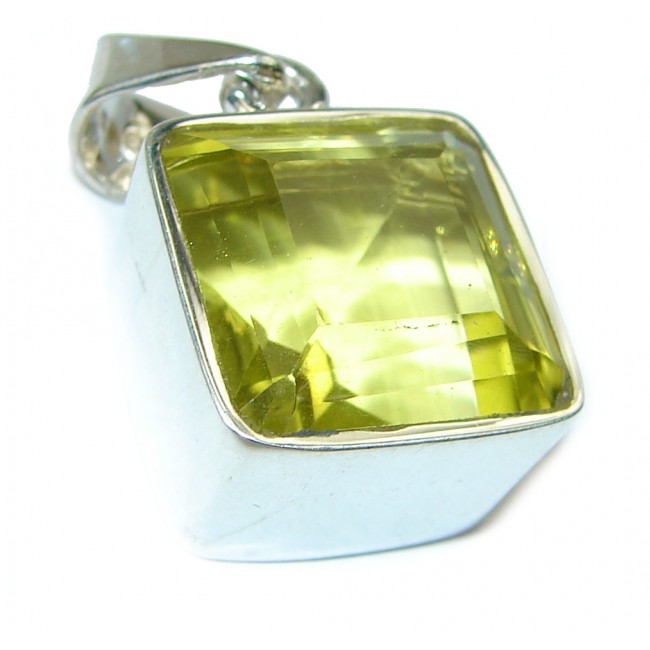 Oval cut 10.5 carat Genuine Lemon Quartz .925 Sterling Silver handcrafted pendant